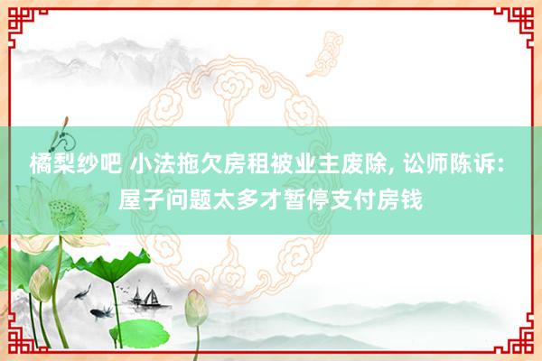橘梨纱吧 小法拖欠房租被业主废除， 讼师陈诉: 屋子问题太多才暂停支付房钱