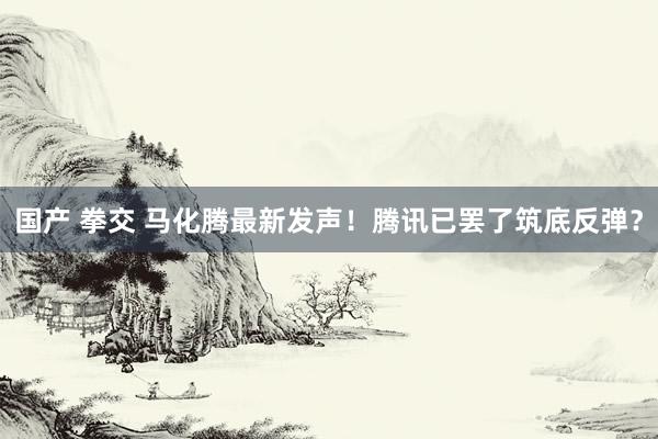 国产 拳交 马化腾最新发声！腾讯已罢了筑底反弹？