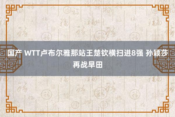 国产 WTT卢布尔雅那站王楚钦横扫进8强 孙颖莎再战早田