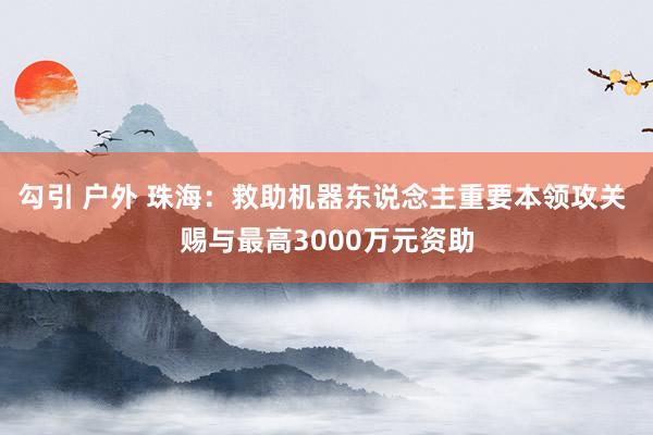 勾引 户外 珠海：救助机器东说念主重要本领攻关 赐与最高3000万元资助