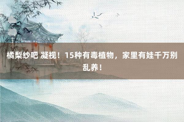 橘梨纱吧 凝视！15种有毒植物，家里有娃千万别乱养！