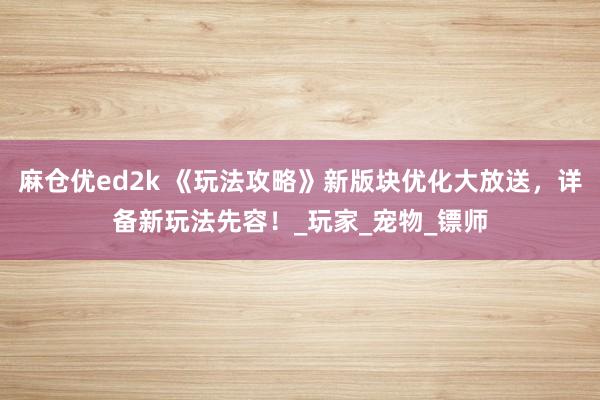 麻仓优ed2k 《玩法攻略》新版块优化大放送，详备新玩法先容！_玩家_宠物_镖师