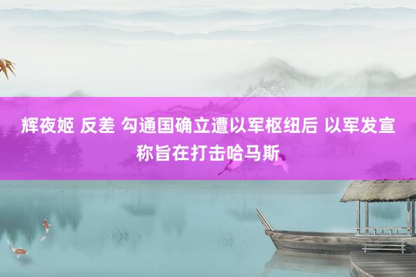 辉夜姬 反差 勾通国确立遭以军枢纽后 以军发宣称旨在打击哈马斯