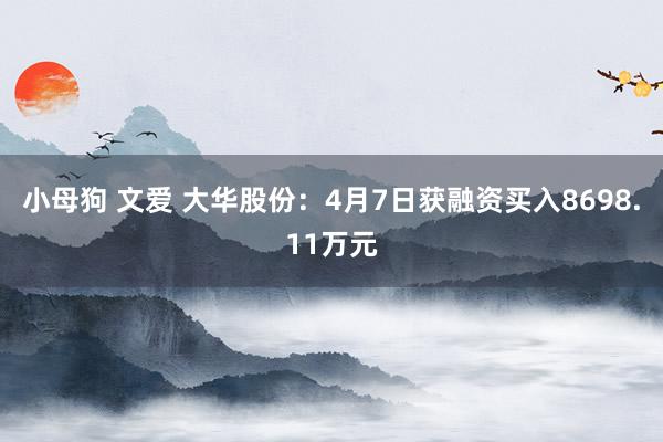 小母狗 文爱 大华股份：4月7日获融资买入8698.11万元