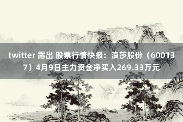 twitter 露出 股票行情快报：浪莎股份（600137）4月9日主力资金净买入269.33万元