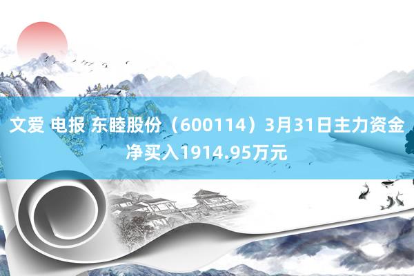文爱 电报 东睦股份（600114）3月31日主力资金净买入1914.95万元
