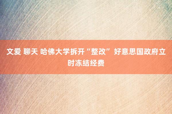 文爱 聊天 哈佛大学拆开“整改” 好意思国政府立时冻结经费