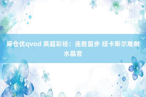 麻仓优qvod 英超彩经：连胜留步 纽卡斯尔难耐水晶宫