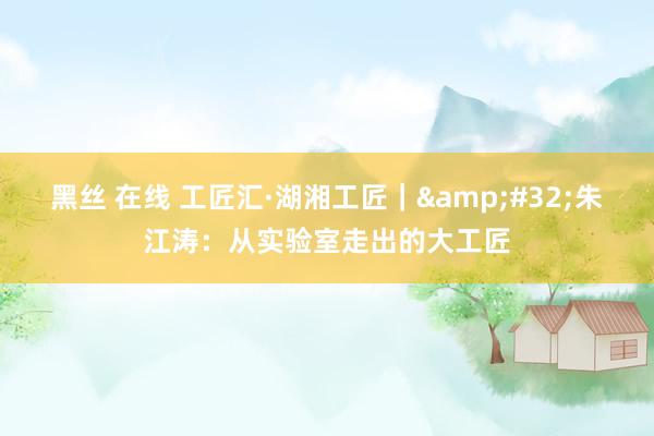黑丝 在线 工匠汇·湖湘工匠｜&#32;朱江涛：从实验室走出的大工匠