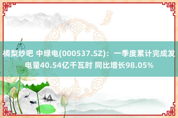 橘梨纱吧 中绿电(000537.SZ)：一季度累计完成发电量40.54亿千瓦时 同比增长98.05%