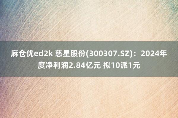 麻仓优ed2k 慈星股份(300307.SZ)：2024年度净利润2.84亿元 拟10派1元