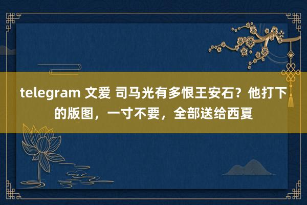 telegram 文爱 司马光有多恨王安石？他打下的版图，一寸不要，全部送给西夏