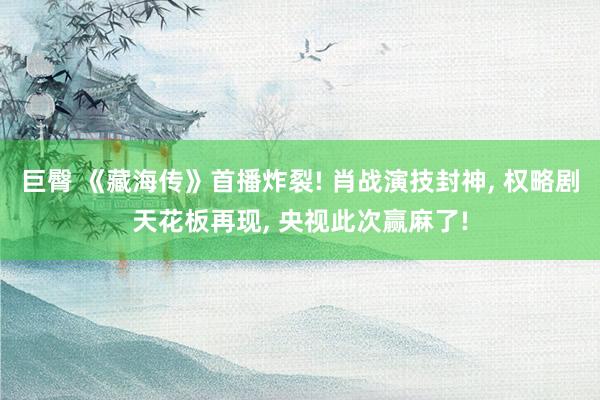 巨臀 《藏海传》首播炸裂! 肖战演技封神， 权略剧天花板再现， 央视此次赢麻了!